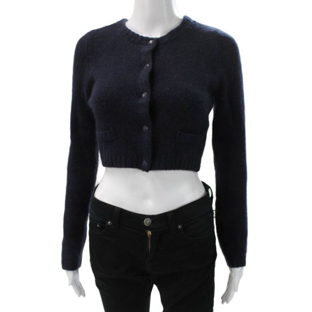 Charlie & Robin Women Cardigan Blue Wool Long Sleeve Size XS